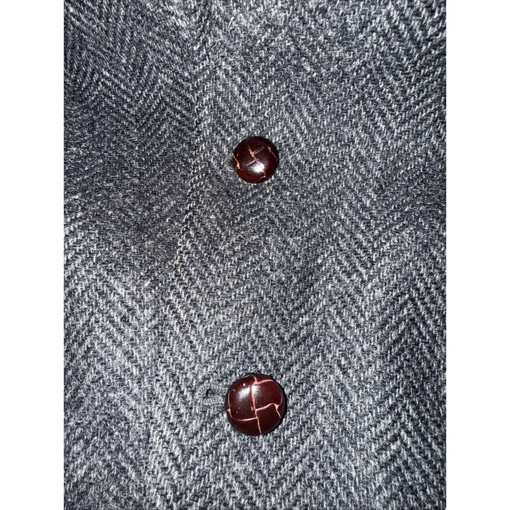 WFF by Farah Blazer Men Dark Gray Black Herringbone 100% Wool Tweed 2 Button 42R